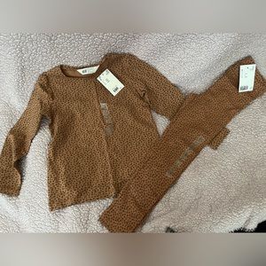 **NWT ✨🌈Kids H&M Matching Set Long Sleeve And Leggings 4-6Y Leopard Print🐆